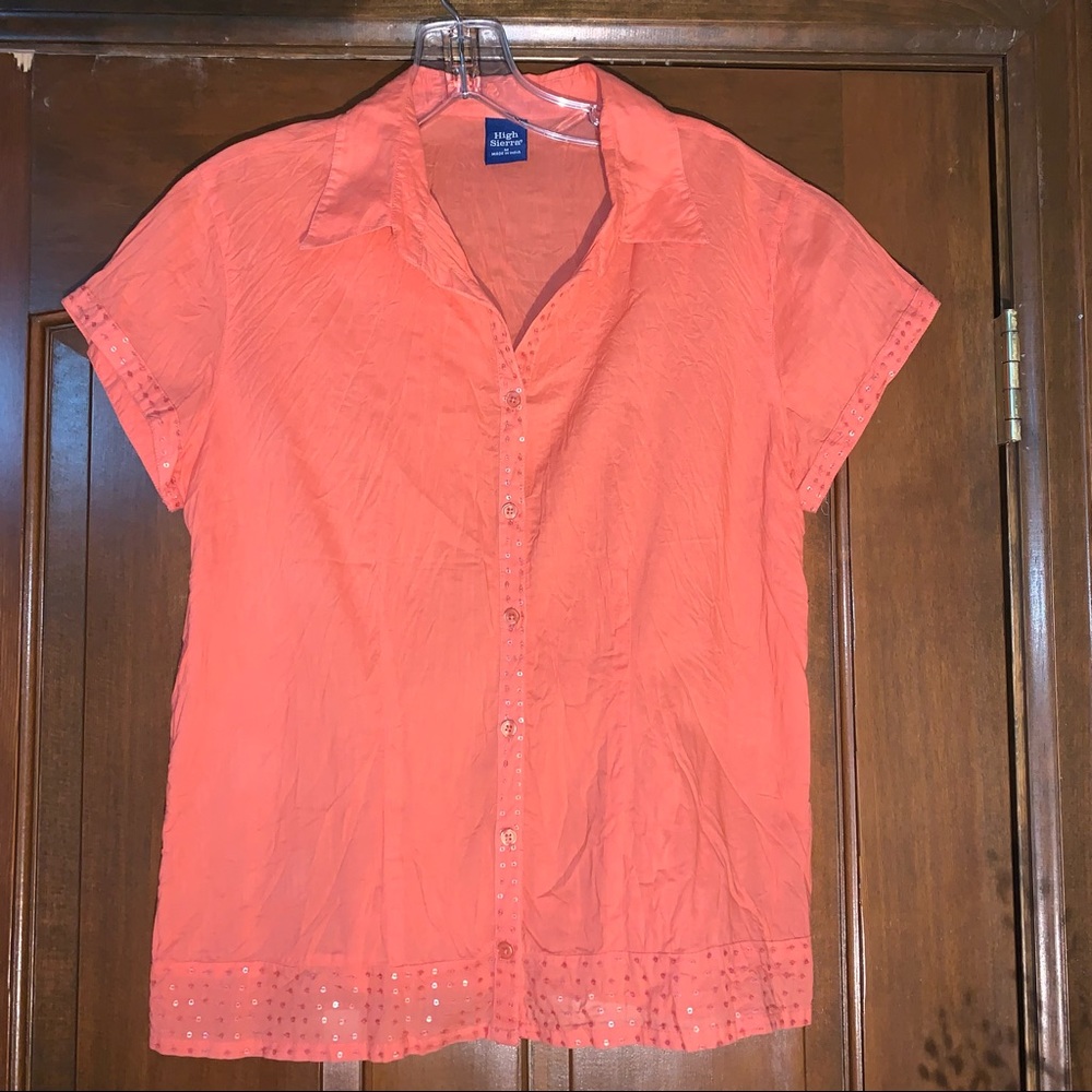 High Sierra Peach Color Size M Button Down Blouse